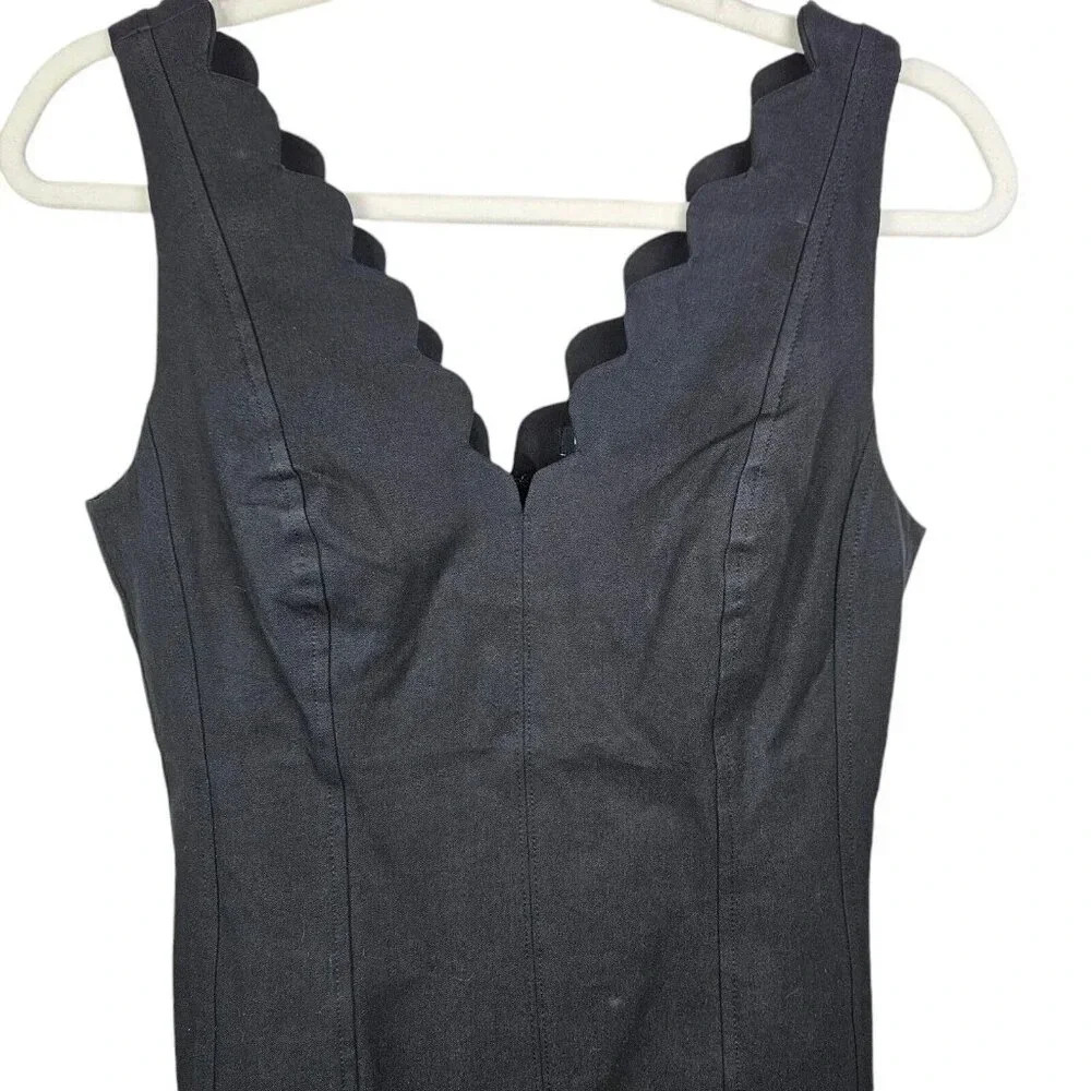 New‎ With Tag Banana Republic Black Scallop Edge Stretch Sheath Dress Size 6